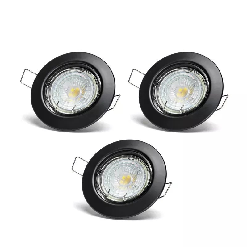 Reflektor LED GU10 4,5 W 4000 K czarny 3 sztuki z regulacją