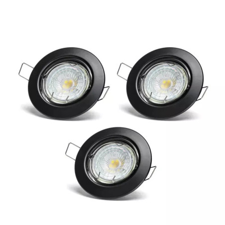 Reflektor LED GU10 4,5 W 4000 K czarny 3 sztuki z regulacją