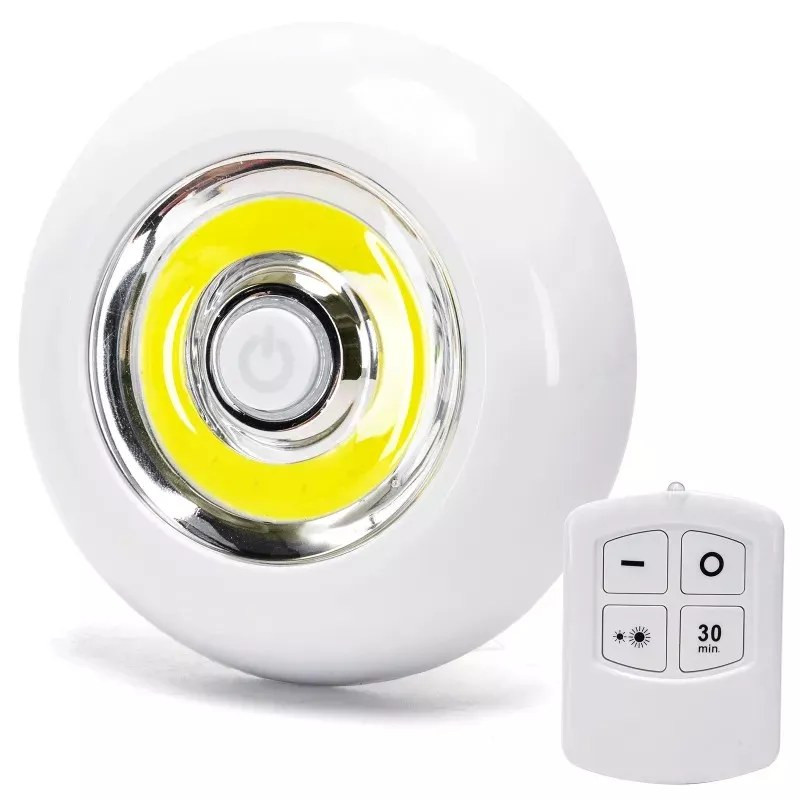 Lampka nocna LED 2,6W zimna 6500K z pilotem i zasilaniem 3xAAA biała