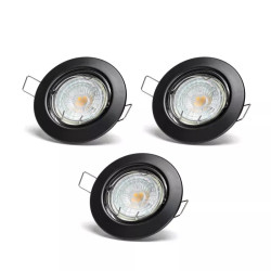 Zestaw 3 reflektorów LED 4,5W 3000K z regulacją kąta i mocowaniem GU10 czarne