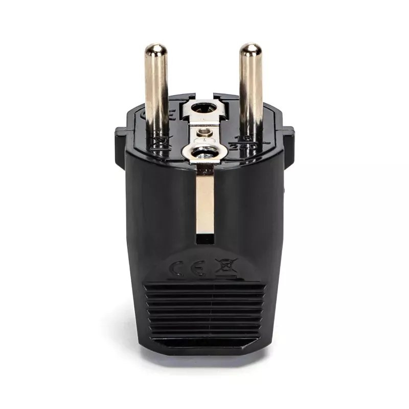 Wtyczka niemiecka 16A 250V czarna do instalacji elektrycznych