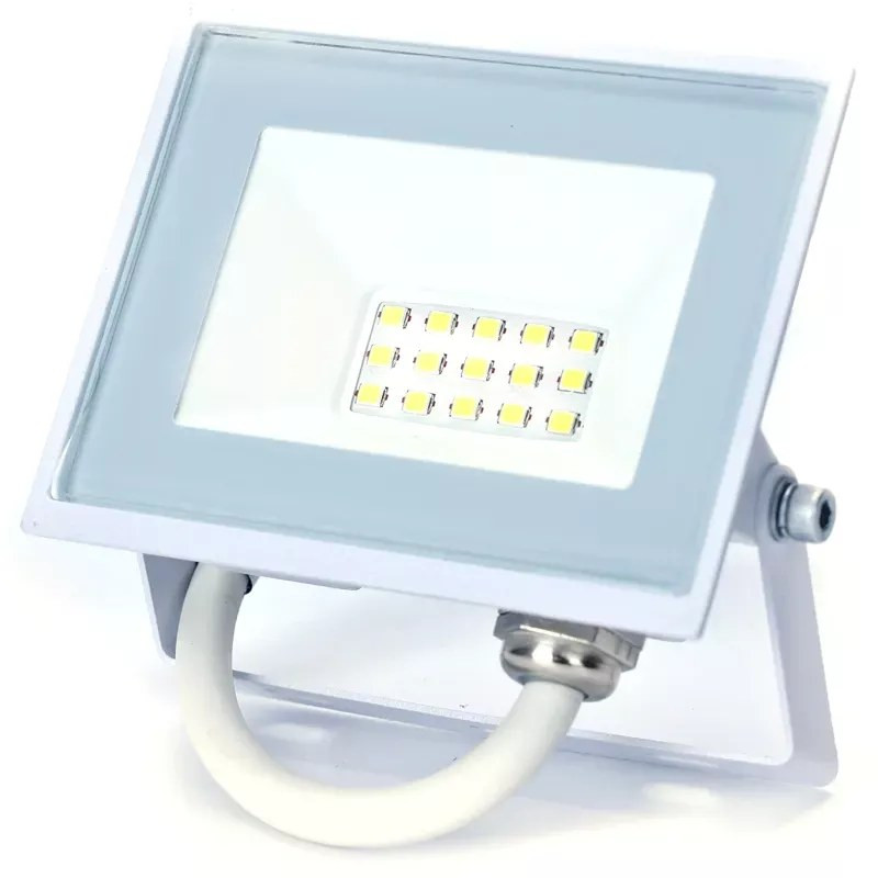 Naświetlacz LED 10W zimna barwa 6500K 900lm IP65 biały smukły