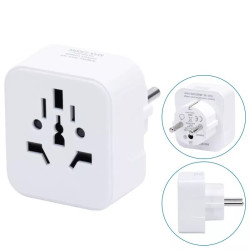 Adapter podróżny PL do gniazd USA, UK, Chiny 2300W 250V biały