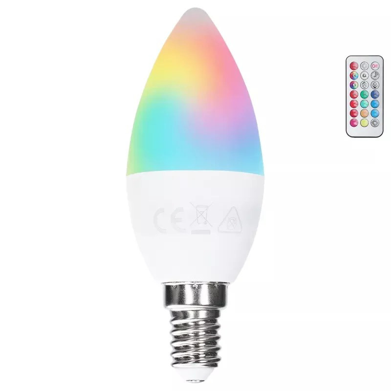 Żarówka LED C37 E14 4,8W RGB + 3000K 420lm 1 sztuka