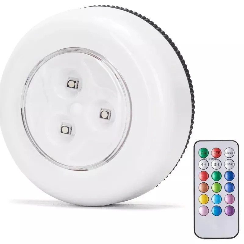 Lampka nocna LED RGB 0,54W z pilotem i zasilaniem bateryjnym