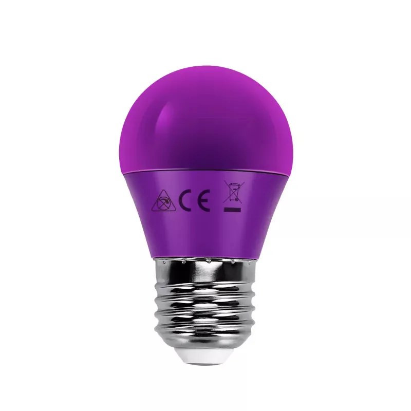 Żarówka LED G45 fioletowa 4W E27 180° do wnętrz
