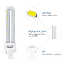 Świetlówka LED PLC 2U 12W zimna biała 6500K trzonek G24d-3