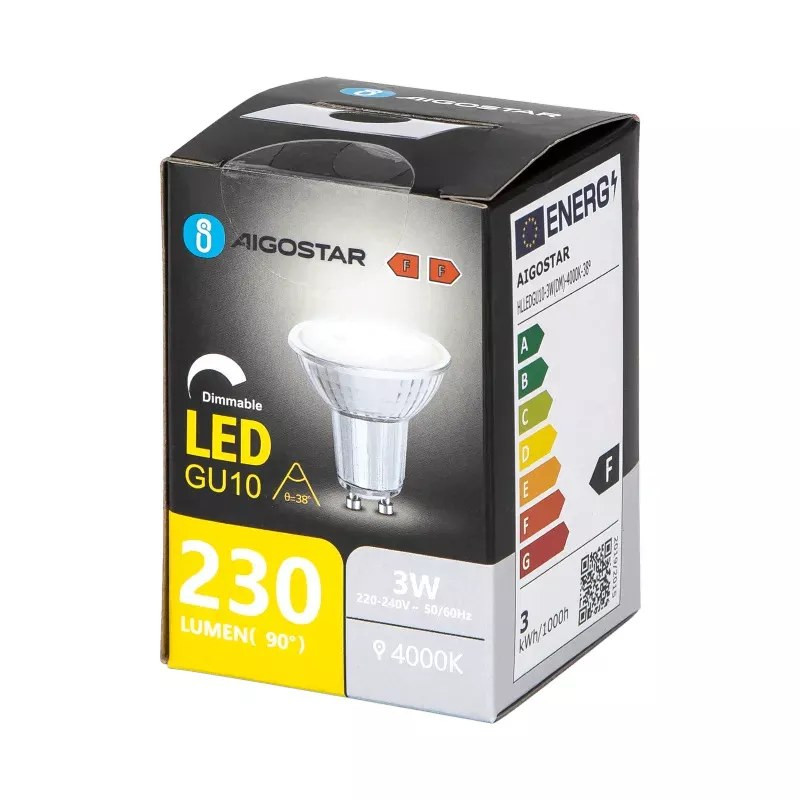 Żarówka LED GU10 3W 230lm 4000K neutralna ściemnialna szklana
