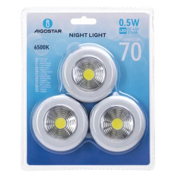 Lampki nocne LED 0.5W zimne światło 3 sztuki na baterie AAA