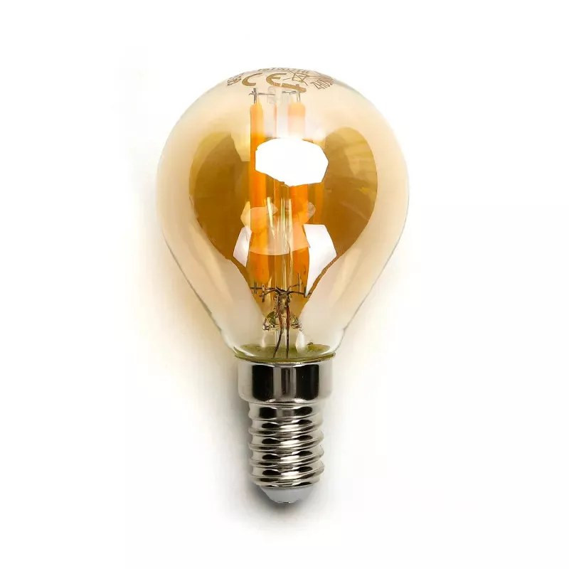 Żarówka LED filamentowa G45 bursztynowa E14 4W ciepłe światło 2200K