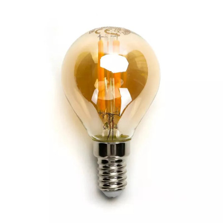 Żarówka LED filamentowa G45 bursztynowa E14 4W ciepłe światło 2200K