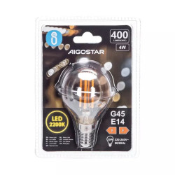 Żarówka LED filamentowa G45 bursztynowa E14 4W ciepłe światło 2200K