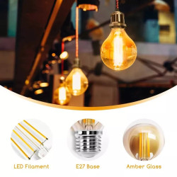 Żarówka LED filamentowa G45 E27 6W 2200K bursztynowa 600lm