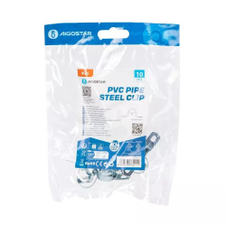 Zacisk stalowy do rur PVC φ14-24 mm ocynkowany srebrnoszary