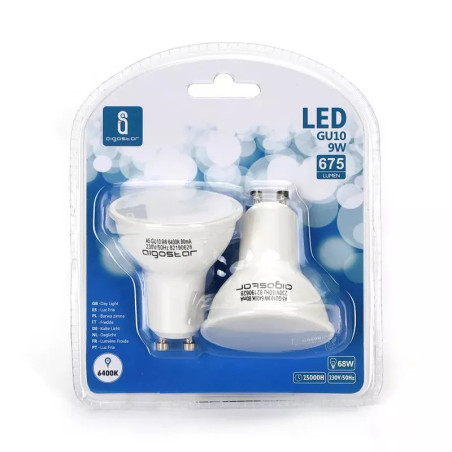Żarówki LED GU10 9W 6500K 700lm 100° 2 sztuki białe do wnętrz