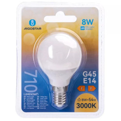 Żarówki LED G45 E14 8W ciepłe światło 3000K zestaw 2 sztuk