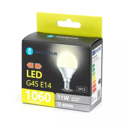 Żarówki LED 11W E14 G45 neutralne światło 4000K zestaw 2 sztuk