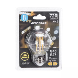Żarówka LED filamentowa G45 E27 6W ciepła barwa 2700K 720lm