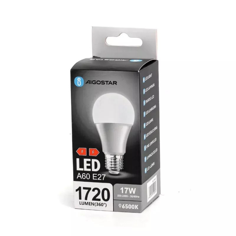 Żarówka LED A60 E27 17W zimna 6500K 1720 lumenów biała plastikowa