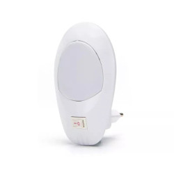 Lampka nocna LED 1W zimna 6500K z włącznikiem do gniazdka biała