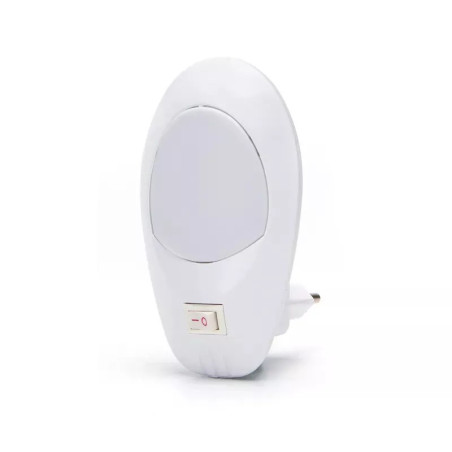 Lampka nocna LED 1W zimna 6500K z włącznikiem do gniazdka biała