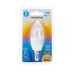 Żarówka LED świeczka C37 E14 9W 3000K 840lm biała plastikowa