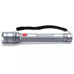 Latarka LED 2W zimna barwa 6500K na 2 baterie AA, srebrna