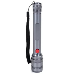 Latarka LED 2W zimna barwa 6500K na 2 baterie AA, srebrna