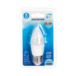 Żarówka LED świeczka C37 E27 4,9W 6500K zimna biel 420lm