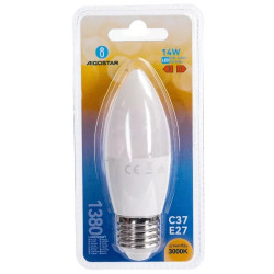 Żarówki LED C37 14W E27 3000K 2 sztuki biały plastik