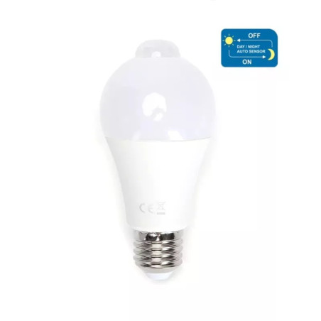 Żarówka LED A60 E27 6W 3000K 540lm z czujnikiem ruchu do użytku wewnętrznego