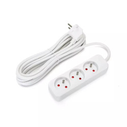 Listwa zasilająca 3 gniazda francuskie 5 m kabel 2300W biała