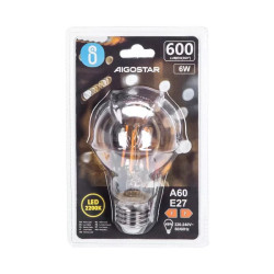 Żarówka LED filamentowa A60 E27 6W 2200K 600lm bursztynowa