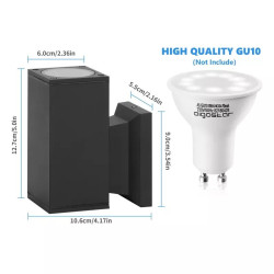 Oprawa ścienna czarna GU10 35W IP65 aluminiowa do montażu ściennego