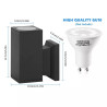 Oprawa ścienna czarna GU10 35W IP65 aluminiowa do montażu ściennego