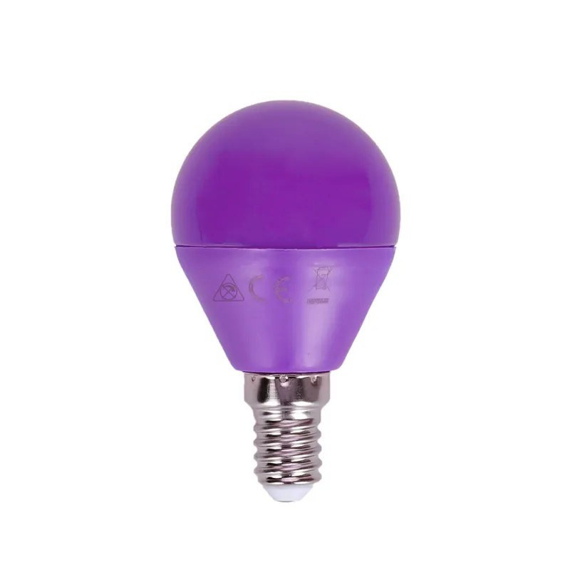 Żarówka LED E14 4W fioletowa kulka G45 do wnętrz 15000 h