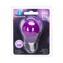 Żarówka LED E14 4W fioletowa kulka G45 do wnętrz 15000 h