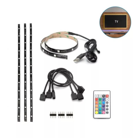 Taśma LED RGB 2,5W 4x0,5m zasilana USB do podświetlenia telewizora