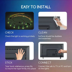Taśma LED RGB 2,5W 4x0,5m zasilana USB do podświetlenia telewizora