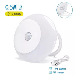 Lampka nocna LED 0,5W 3000K z czujnikiem ruchu i ładowaniem USB-C