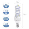 Żarówka LED spiralna E14 7W 660lm zimna barwa 6500K szklana