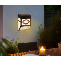Lampa solarna LED ścienna czarna ciepła 2700K IP44 z panelem solarnym
