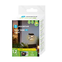 Lampa solarna LED ścienna czarna ciepła 2700K IP44 z panelem solarnym