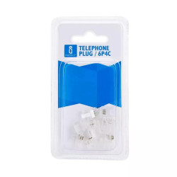 Wtyczka telefoniczna 6P4C biała PVC z miedzianymi stykami