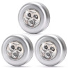 Lampki nocne LED na baterie 3xAAA 2,65W 6500K 3 sztuki srebrne
