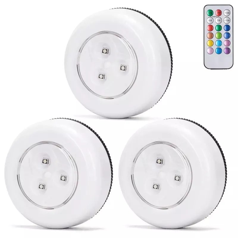 Zestaw 3 lamp nocnych RGB 0,54W z pilotem, białe, IP20
