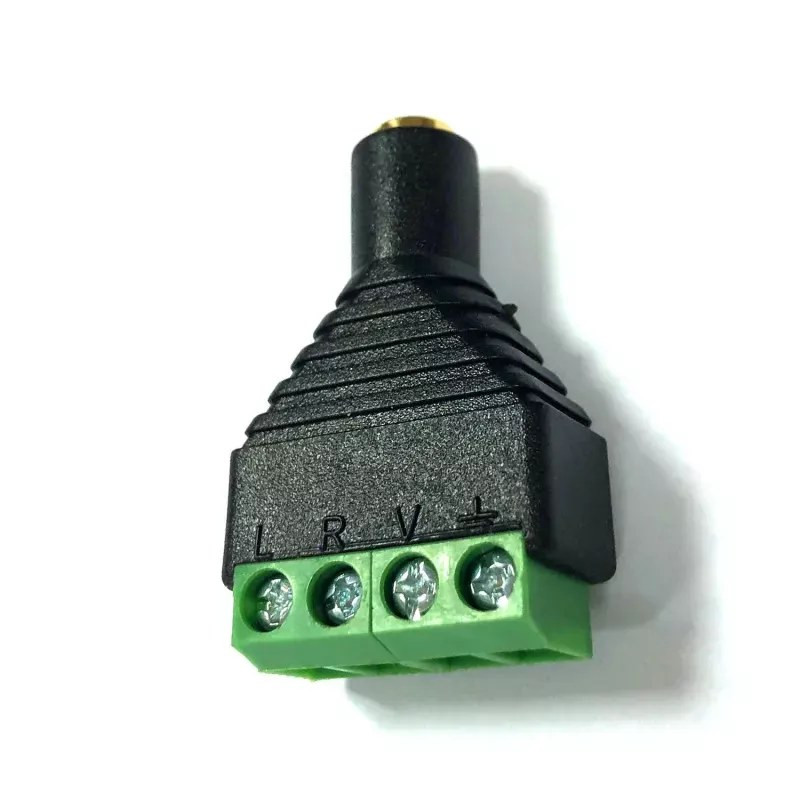 Wtyk jack 3,5 mm męski z szybkozłączem do AV czarno-zielony