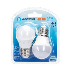 Żarówki LED G45 E27 4,9W 6500K zimna barwa 2 sztuki