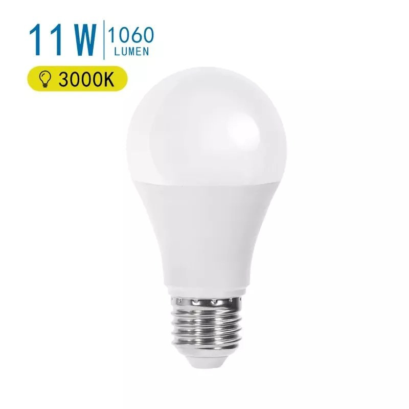 Żarówka LED 11W E27 3000K ciepłe światło 1060lm biała plastikowa