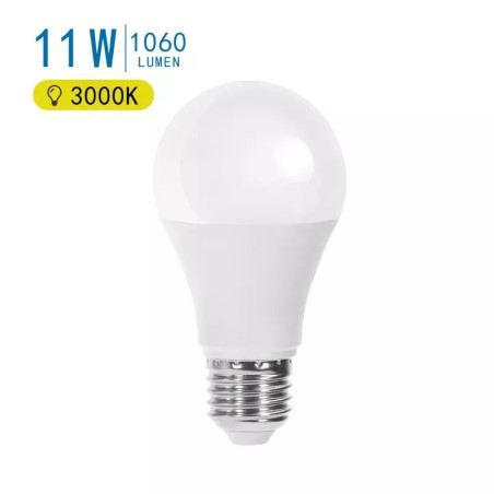 Żarówka LED 11W E27 3000K ciepłe światło 1060lm biała plastikowa